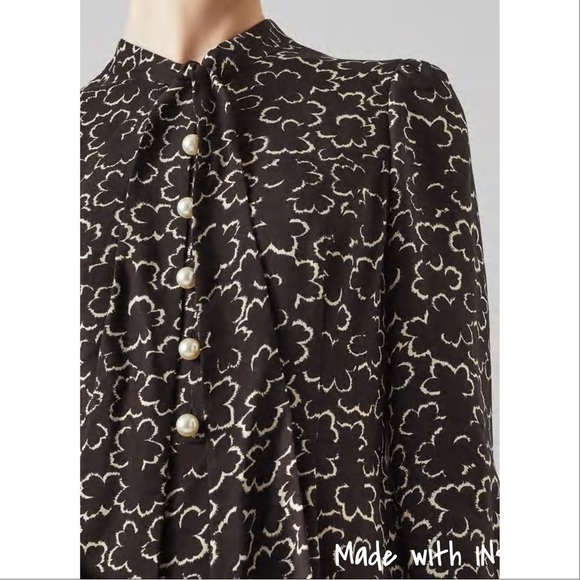 L.K. Bennett Mortimer Black and Cream Floral Shirt Dress - Picture 3 of 16